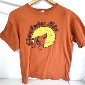 Electric Six Burnt Orange Wolf Moon Graphic Anvil Tee Medium Vintage Style